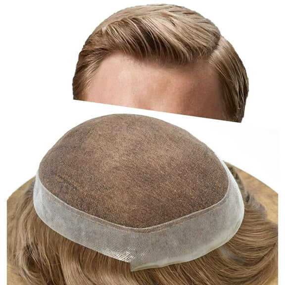 LYRICAL HAIR Lace Center Toupee for Men Human Hair Replacement System Transparen French Lace with PU Around Mens Toupee Hair Pieces Wig Black Brown Blonde Gray Hair