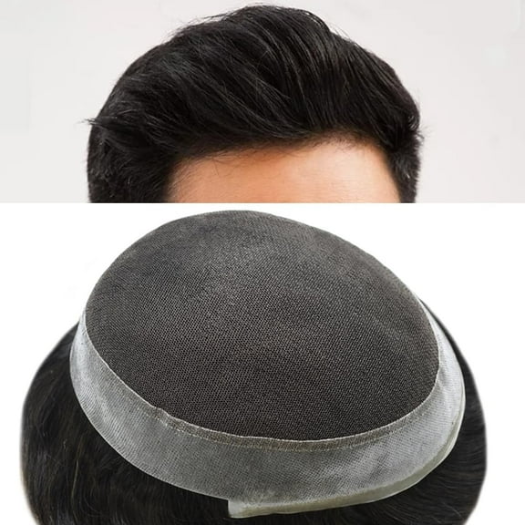 LYRICAL HAIR Lace Center Toupee for Men Human Hair Replacement System Transparen French Lace with PU Around Mens Toupee Hair Pieces Wig Black Brown Blonde Gray Hair