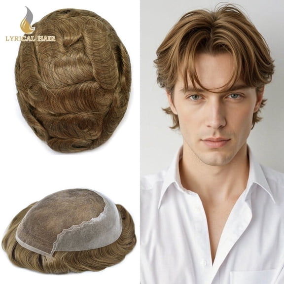 LYRICAL HAIR Mens Wigs Lace Front Toupee Hair for Men Thin Skin Men's Hairpiece Bleached Knot 6X9 #17