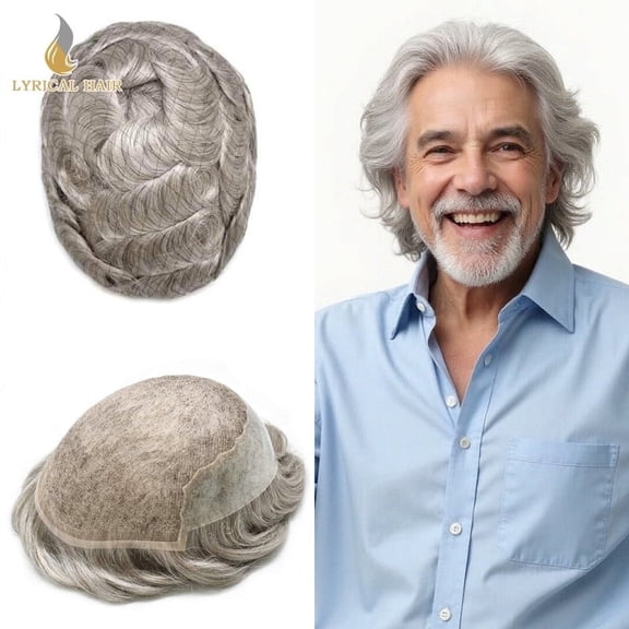 LYRICAL HAIR Toupee for Men French Lace Front Men's Toupee Human Hair Thin Skin Men Hair Piece 6X9 #580