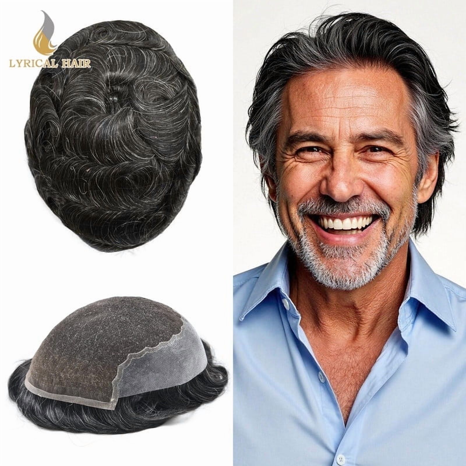 Mens Toupee Hairpieces Lace Front Human Hair Replacement System Skin PU Men's Wig Units 6X9 #1B20