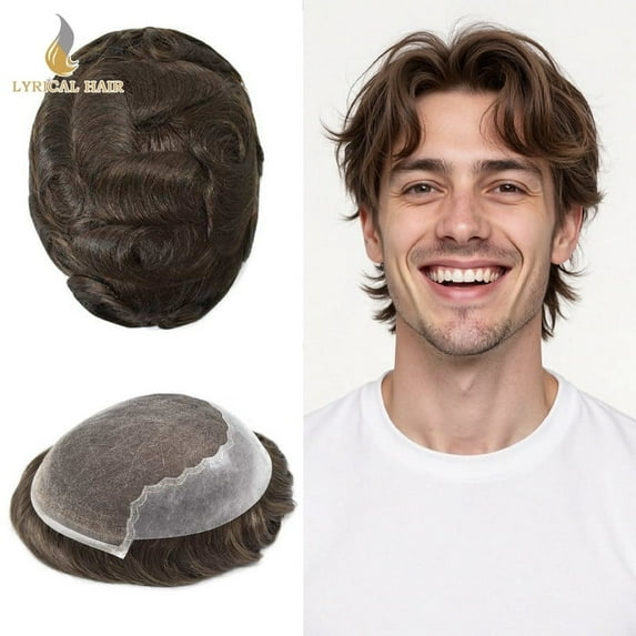 LYRICAL HAIR Toupee for Men French Lace Front Men's Toupee Human Hair Thin Skin Men Hair Piece 6X9 #3