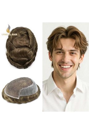 Mens Hairpiece Lyrical Hair Toupee for Men French Lace with PU Men's Toupee Black Brown Blonde Gray 6X9 #7