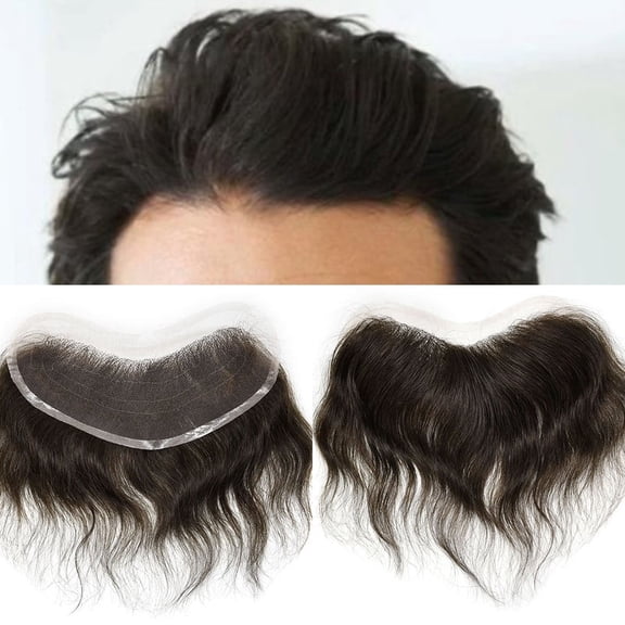 LYRICAL HAIR Mens Frontal Hairpiece Full French Lace Toupee for Men Human Hair System for Men V-Shape Frontal Hair Topper for Receding Natural Looking