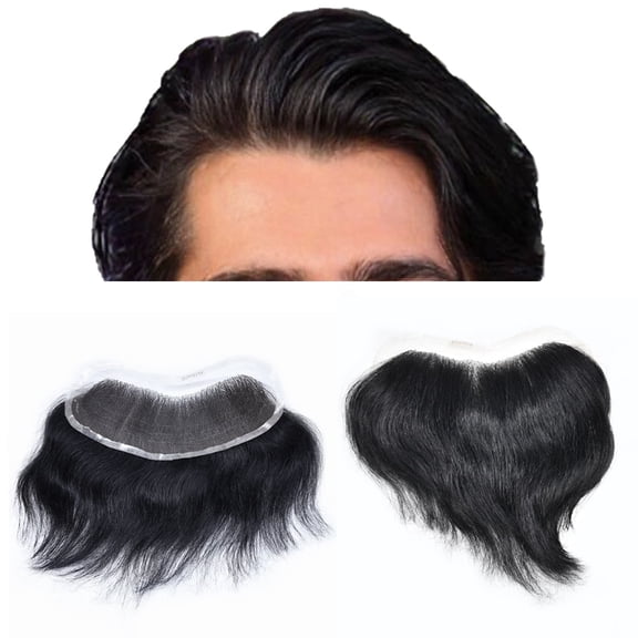 LYRICAL HAIR Mens Frontal Hairpiece Full French Lace Toupee for Men Human Hair System for Men V-Shape Frontal Hair Topper for Receding Natural Looking
