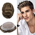 thumbnail image 1 of LYRICAL HAIR Mens Hair System Durable Fine Mono Center Mens Toupee Human Hair Replacement Thin Skin Toupee for Men Bleached Knots Toupee Hair for Man Black Brown Blonde Gray Hair Piece, 1 of 6