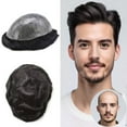 thumbnail image 1 of LYRICAL HAIR Mens Hairpiece French Lace Toupee Hair for Men Human Hair Replacement Systems Fine Mono Mens Wig Male Hair Prosthesis, 1 of 1