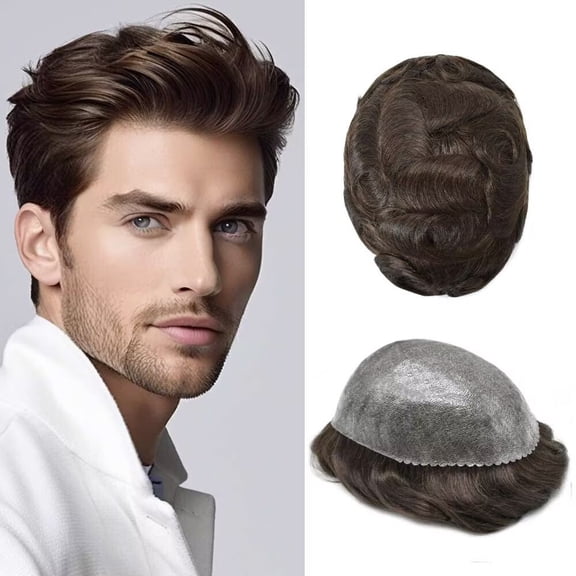LYRICAL HAIR Mens Hairpiece French Lace Toupee Hair for Men Human Hair Replacement Systems Fine Mono Mens Wig Male Hair Prosthesis