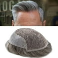 thumbnail image 1 of LYRICAL HAIR Mens Toupee Human Hair Piece French Lace Front Toupee for Men Male Hair Replacement System Bleathable Hair Prosthesis Mens Wigs #1B60 Off Black with 60% Gray-100% Density, 1 of 6