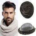 thumbnail image 1 of LYRICAL HAIR Toupee Hair for Men Thin Skin Mens Toupee Human Hair Replacement System 7"X9" All Poly Mens Hairpiece PU Injected Mens Wig Units, 1 of 7