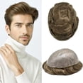 thumbnail image 1 of LYRICAL HAIR Toupee Hair for Men Thin Skin Mens Toupee Human Hair Replacement System 7"X9" All Poly Mens Hairpiece PU Injected Mens Wig Units, 1 of 1