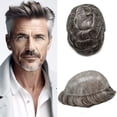 thumbnail image 1 of LYRICAL HAIR Toupee Hair for Men Thin Skin Mens Toupee Human Hair Replacement System 7"X9" All Poly Mens Hairpiece PU Injected Mens Wig Units, 1 of 1