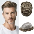 thumbnail image 1 of LYRICAL HAIR Toupee Hair for Men Thin Skin Mens Toupee Human Hair Replacement System 7"X9" All Poly Mens Hairpiece PU Injected Mens Wig Units, 1 of 7
