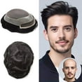 thumbnail image 1 of LYRICAL HAIR Toupee for Men Fine Mono Center Mens Hair System Indian Human Hair Replacement Systems French Lace Front Hairpiece for Man Wig Black Brown Blonde Gray Hair Units, 1 of 7