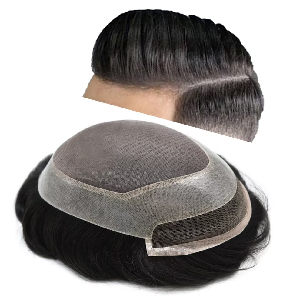 LYRICAL HAIR Toupee for Men Fine Mono Center Mens Hair System Indian Human Hair Replacement Systems French Lace Front Hairpiece for Man Wig Black Brown Blonde Gray Hair Units
