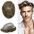 thumbnail image 1 of Mens Hairpiece LYRICAL HAIR Human Hair Replacement System Durable Thin Skin PU Injected Toupee Hair Wigs for Men, 1 of 7