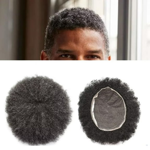LYRICAL HAIR Toupee for Men Full Lace Mens Toupee Kinky Curly Hairpieces for Man Brazilian Human Hair Replacement Systems French Lace Male Hair Prosthesis