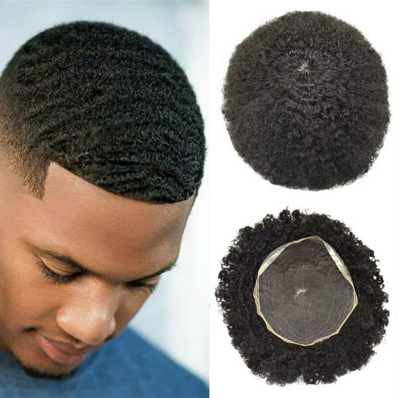LYRICAL HAIR Toupee for Men Full Lace Mens Toupee Kinky Curly Hairpieces for Man Brazilian Human Hair Replacement Systems French Lace Male Hair Prosthesis
