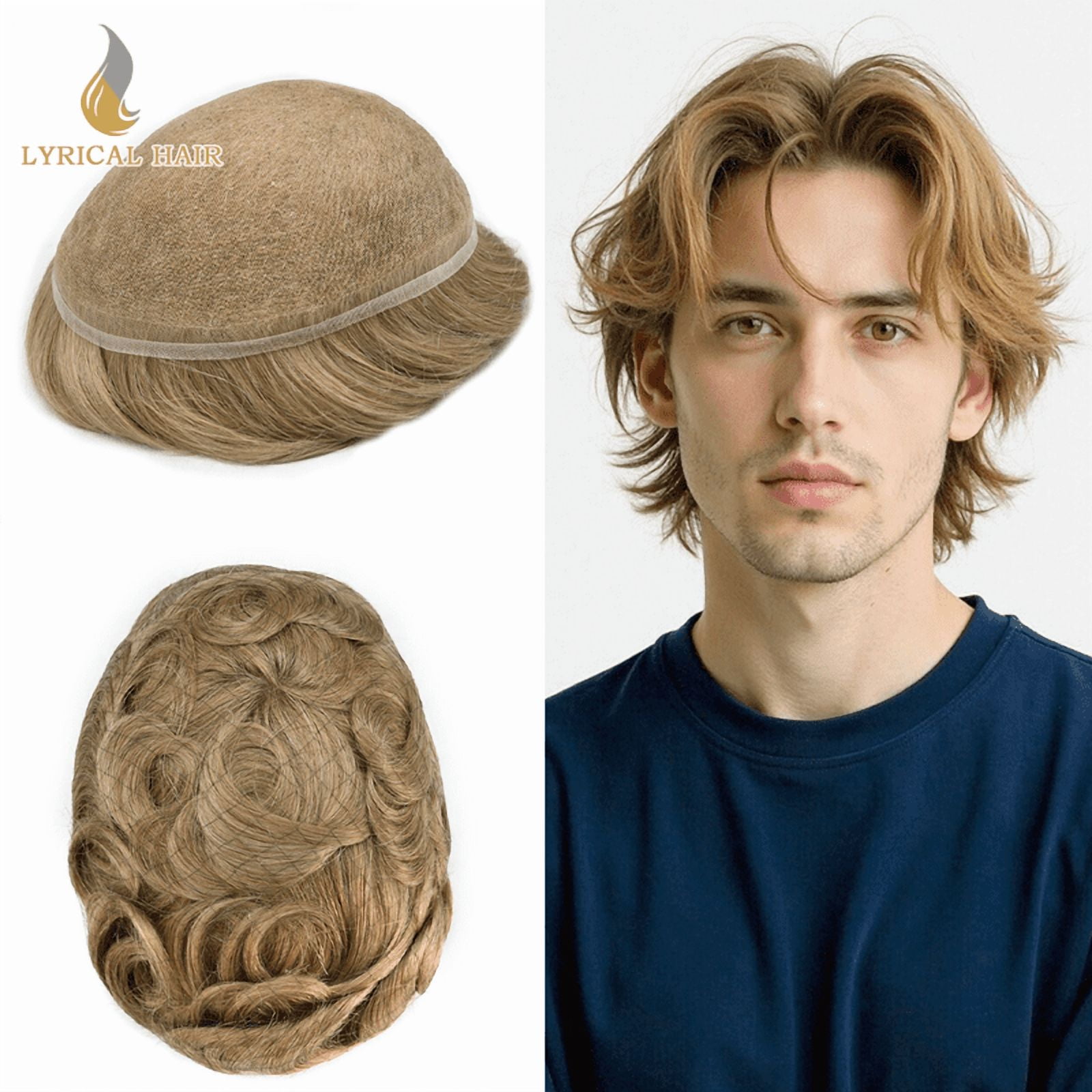 LYRICAL HAIR Toupee for Men Indian Human Hair Replacement System All ...