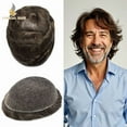 thumbnail image 1 of LYRICAL HAIR Toupee for Men Indian Human Hair Replacement System All Lace Mens Toupee French Lace Hairpieces for Man Bleached Front Knots Mens Hair Piece Unit, 1 of 7