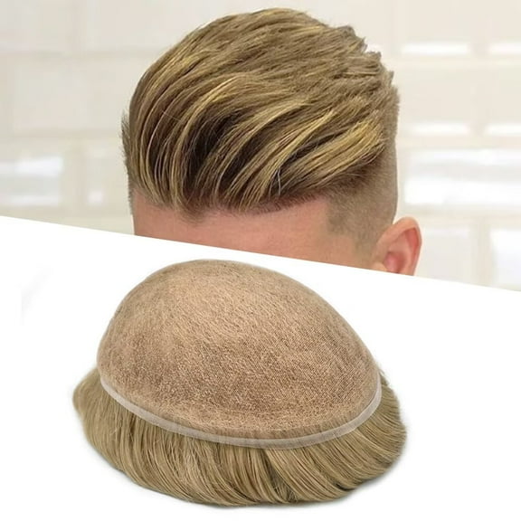 LYRICAL HAIR Toupee for Men Indian Human Hair Replacement System All Lace Mens Toupee French Lace Hairpieces for Man Bleached Front Knots Mens Hair Piece Unit