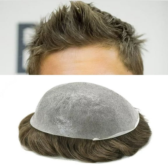 LYRICALHAIR Ultra Thin Skin Toupee for Men Human Hair Replacement System All V-Looped PU Hairpiece Natural Hairline Black Brown Blonde Gray Hair Wigs Male Hair Prosthesis
