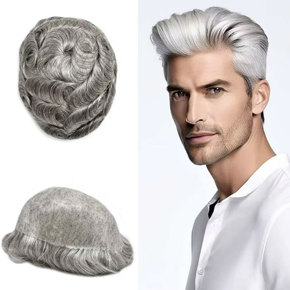 Mens Hairpiece LYRICAL HAIR Human Hair Replacement System Durable Thin Skin PU Injected Toupee Hair Wigs for Men