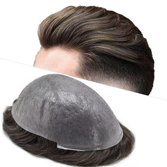 LYRICALHAIR Ultra Thin Skin Toupee for Men Human Hair Replacement System All V-Looped PU Hairpiece Natural Hairline Black Brown Blonde Gray Hair Wigs Male Hair Prosthesis