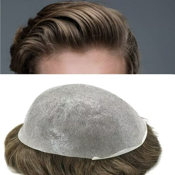 LYRICALHAIR Ultra Thin Skin Toupee for Men Human Hair Replacement System All V-Looped PU Hairpiece Natural Hairline Black Brown Blonde Gray Hair Wigs Male Hair Prosthesis