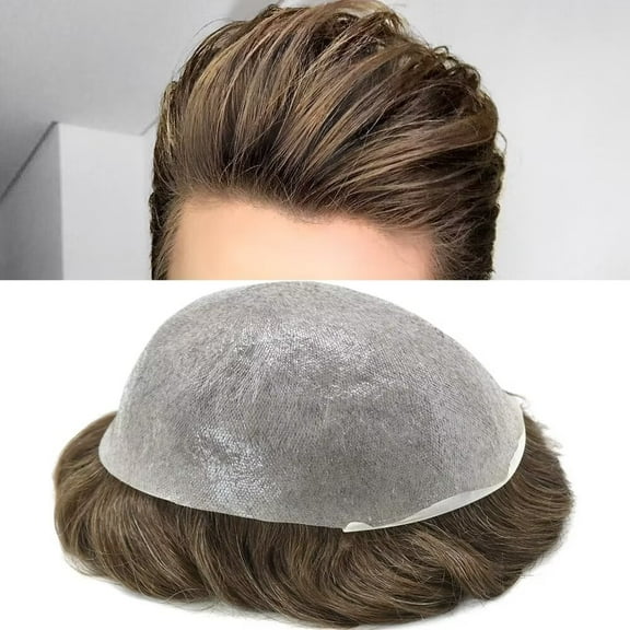 LYRICALHAIR Ultra Thin Skin Toupee for Men Human Hair Replacement System All V-Looped PU Hairpiece Natural Hairline Black Brown Blonde Gray Hair Wigs Male Hair Prosthesis