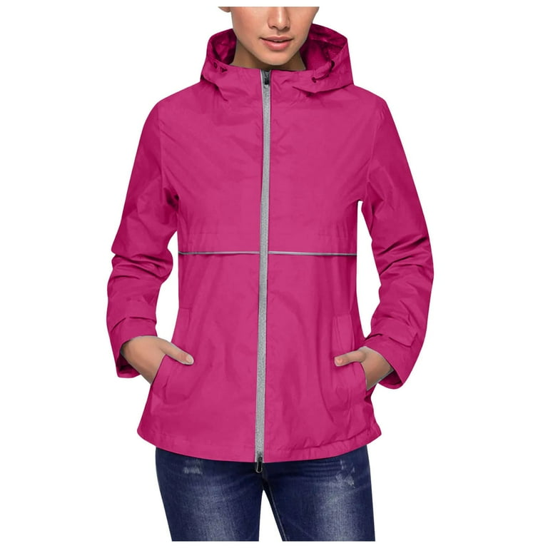 LYRIND Women s Full Zip Windbreaker Jackets with Pocket Long Sleeve Lightweight Hooded Jacket Solid Color Raincoat Jackets for Outdoor Hiking L Black Walmart