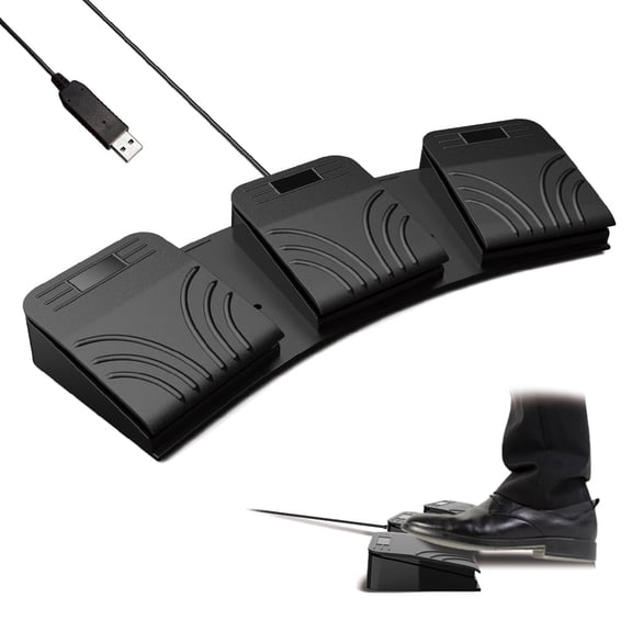 LYRIXEN Triple USB Foot Switch Silent Optical 3 Key Programmable PC Pedal
