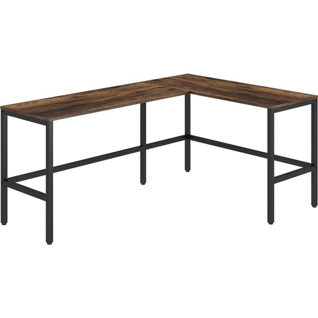 Vintage Oak and Black L-Shape Corner Reception Desk