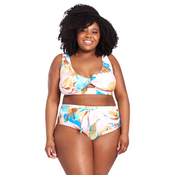 LYSA Womens Lace-Up Back Bikini Top Swimsuit Adult