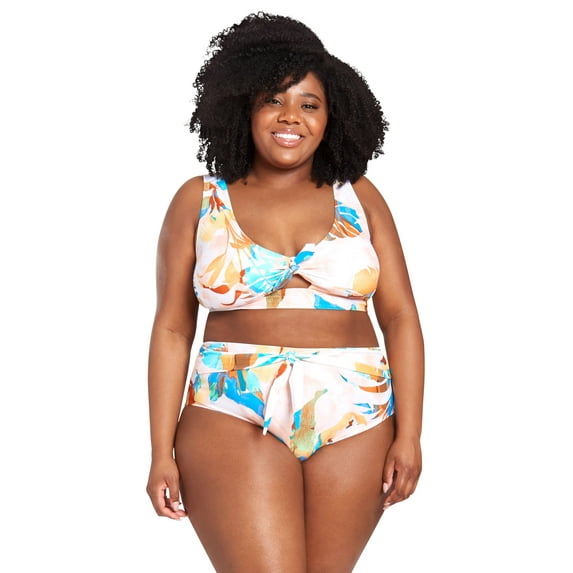 LYSA Womens Lace-Up Back Bikini Top Swimsuit Adult