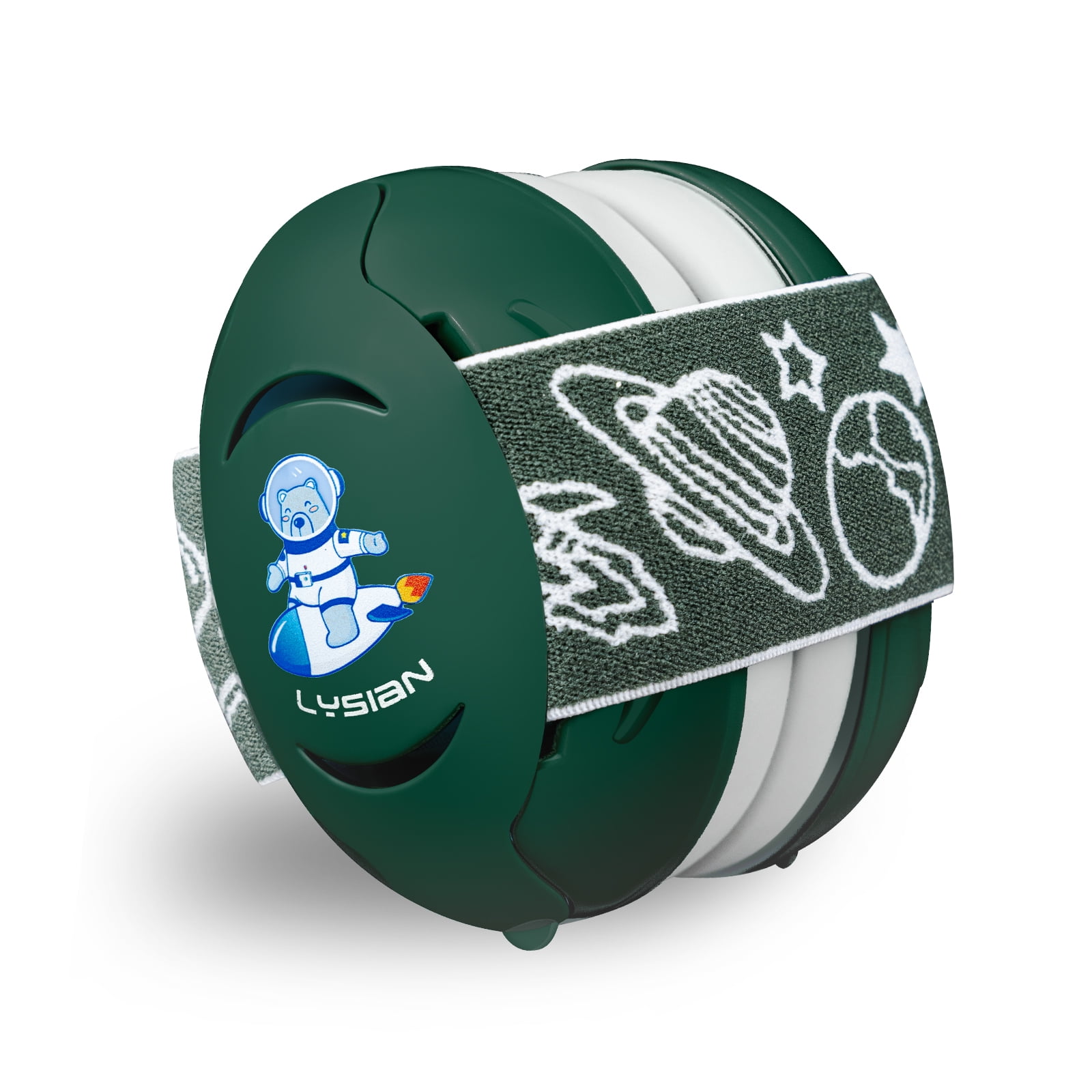 LYSIAN Baby Noise Reduction Earmuffs - Noise Cancelling Headphone for Infants Hearing Protection from Festival Concerts, Sport, Parade Fireworks, Travel, Plane - 25dB Dark Green