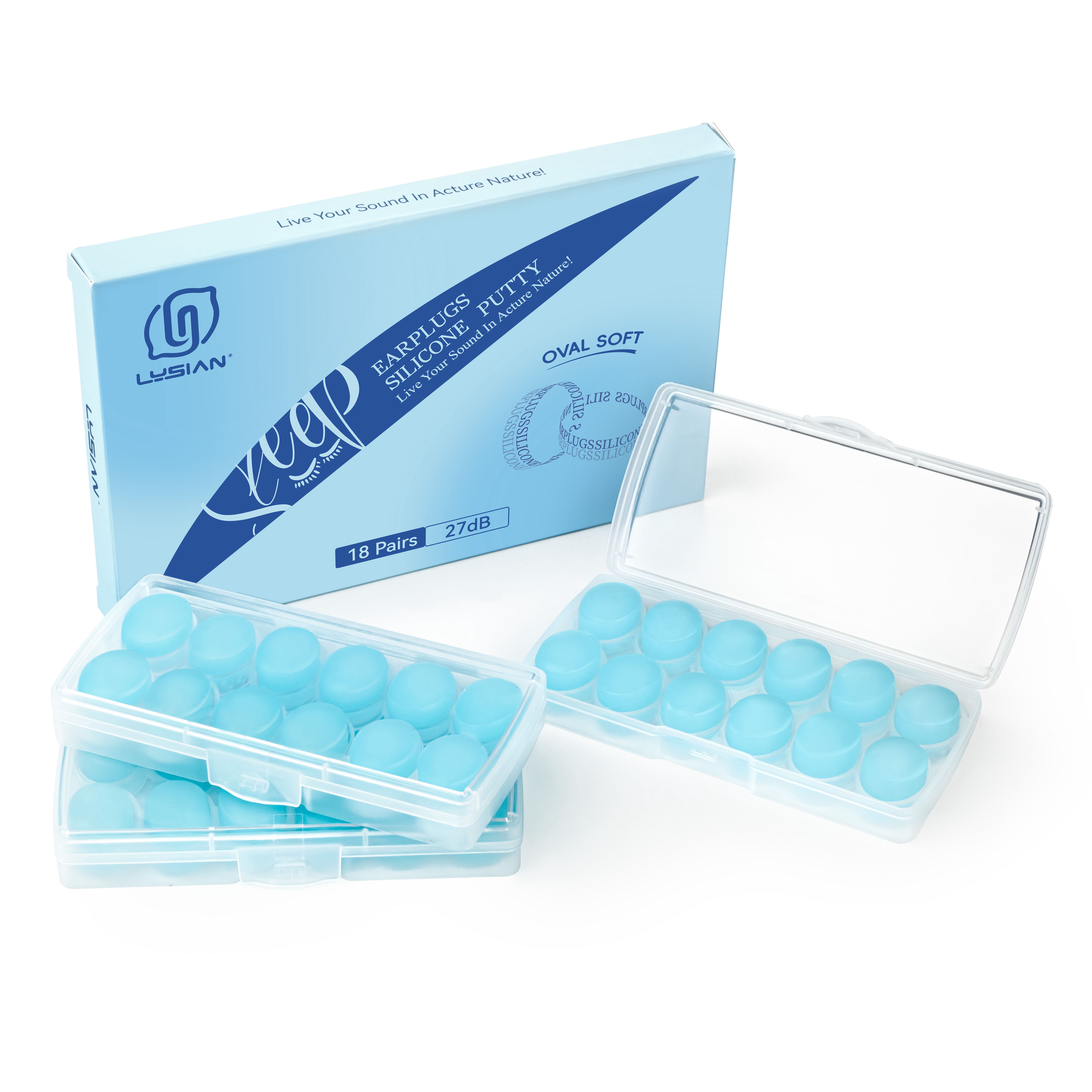 LYSIAN Soft Moldable Silicone Earplugs – 18 Pairs, SNR 27dB Noise ...