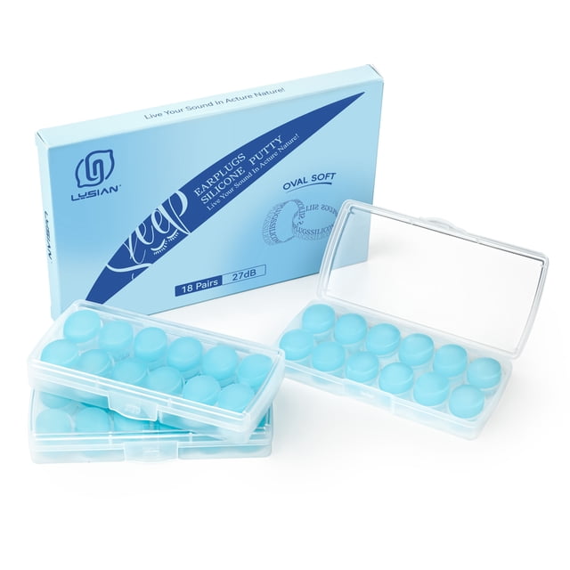 LYSIAN Soft Moldable Silicone Earplugs – 18 Pairs, SNR 27dB Noise ...