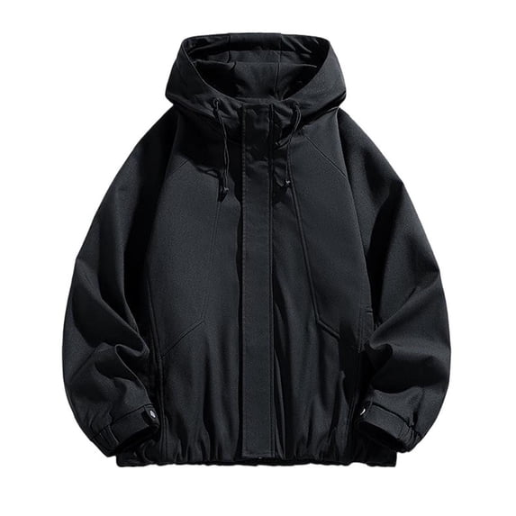 LYSMORA 2026 Men's Adjustable Drawstring Hooded Windbreaker Jacket, Hidden Zip Snap Closure Elastic Cuff Loose Fit Lightweight Outdoor Casual Outerwear