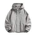 thumbnail image 1 of LYSMORA 2026 Men's Adjustable Drawstring Hooded Windbreaker Jacket, Hidden Zip Snap Closure Elastic Cuff Loose Fit Lightweight Outdoor Casual Outerwear, 1 of 5