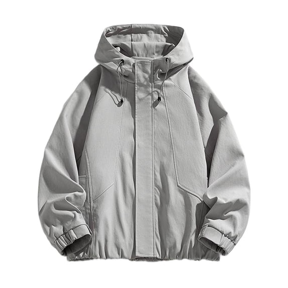 LYSMORA 2026 Men's Adjustable Drawstring Hooded Windbreaker Jacket, Hidden Zip Snap Closure Elastic Cuff Loose Fit Lightweight Outdoor Casual Outerwear