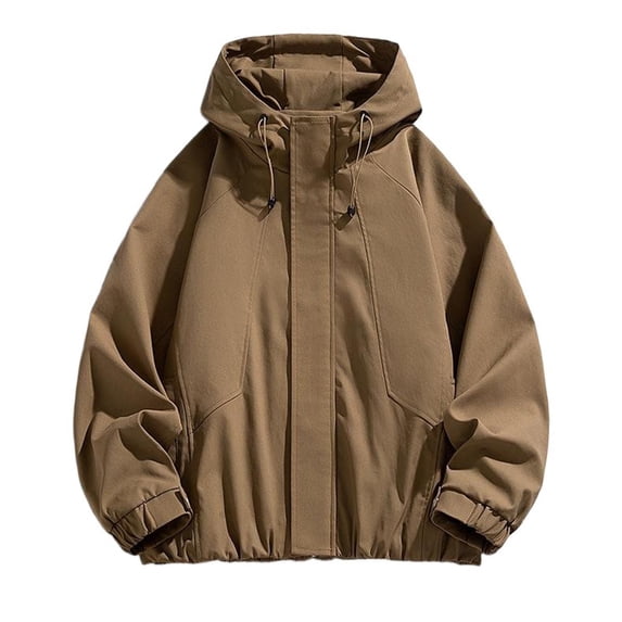 LYSMORA 2026 Men's Adjustable Drawstring Hooded Windbreaker Jacket, Hidden Zip Snap Closure Elastic Cuff Loose Fit Lightweight Outdoor Casual Outerwear