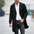 thumbnail image 1 of LYSMORA 2026 Men's Double Breasted Mid Length Trench Coat, Adjustable Strap Cuff Slip Pockets Loose Fit Casual Travel Outerwear, 1 of 8