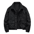 thumbnail image 1 of LYSMORA 2026 Men's Lapel Collar Multi Pocket Cargo Jacket, Button Front Elastic Cuff Loose Fit Outdoor Utility Casual Outer Shacket, 1 of 4