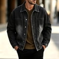 thumbnail image 1 of LYSMORA 2026 Men's Lapel Gradient Washed Denim Trucker Jacket, Chest Patch Pockets Oversized Loose Fit Casual Outer Shacket, 1 of 8