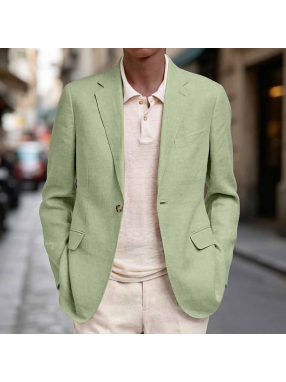 2026 Men's Single Breasted Blazer, Notched Lapel Lightweight Long Sleeve Casual Sport Coat with Pockets Spring Summer Daily Business Outerwear