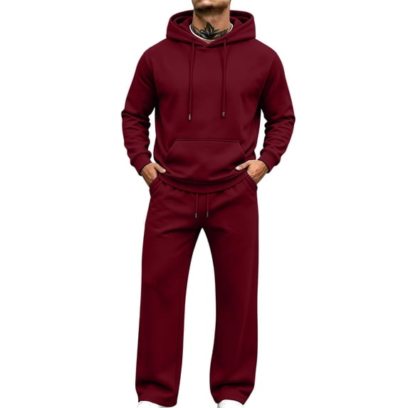 LYSMORA Men's 2 Piece Hooded Sweatshirt and Wide Leg Jogger Pants Set Drawstring Tracksuit