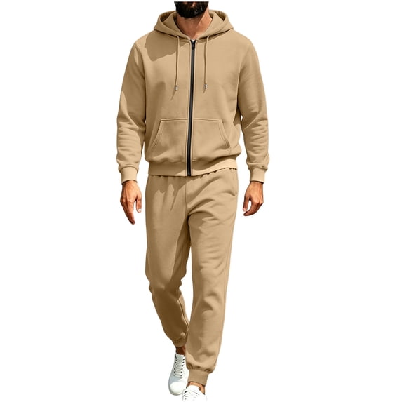 LYSMORA Men's 2 Piece Zip Up Hooded Tracksuit Full Zipper Hoodie Jogger Pants Outfit Set for Workout and Casual Outings