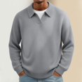 thumbnail image 1 of LYSMORA Men's Collared V Notch Ribbed Knit Sweater Long Sleeve Pullover Top for Daily Commute City Stroll Weekend Casual Outing, 1 of 5