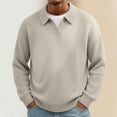 thumbnail image 1 of LYSMORA Men's Collared V Notch Ribbed Knit Sweater Long Sleeve Pullover Top for Daily Commute City Stroll Weekend Casual Outing, 1 of 5